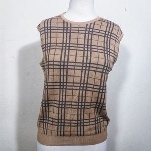 Burberry London Golf Tan Plaid Sleeveless Top Vest